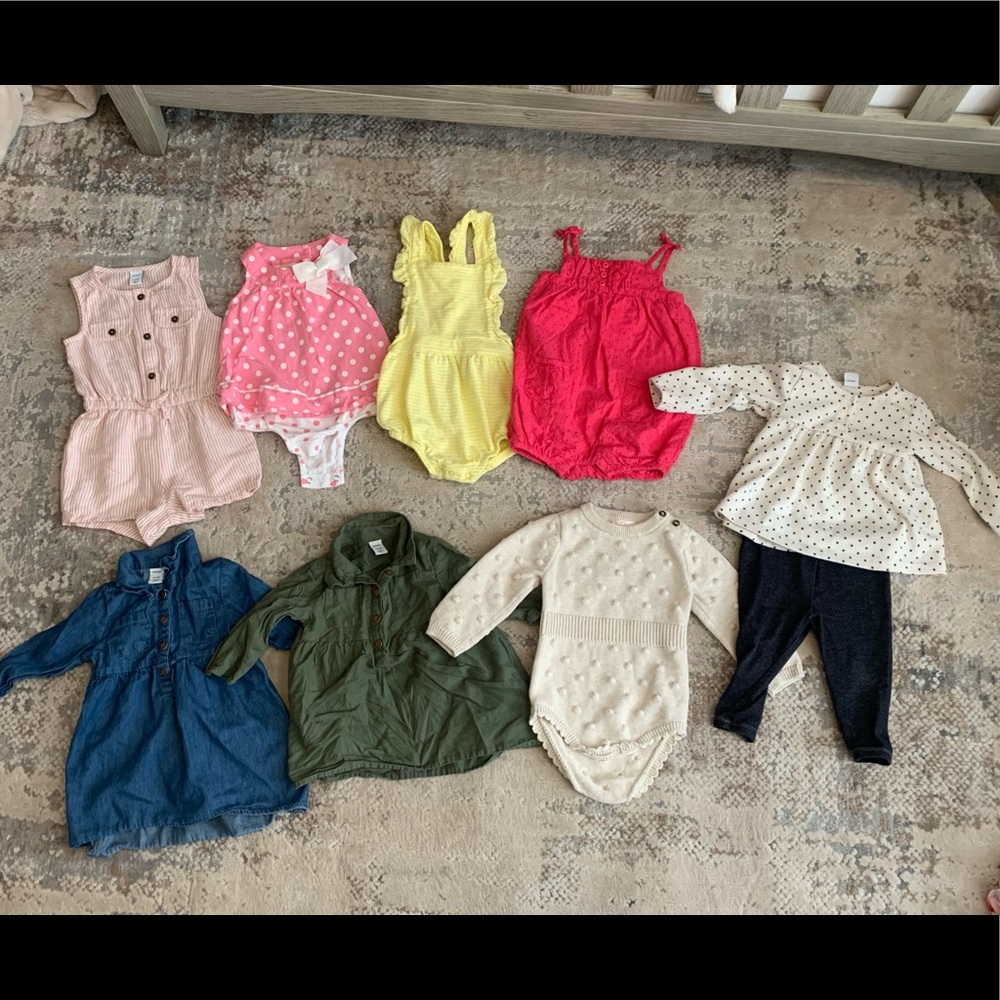 Eight 6-12 month size girl outfits